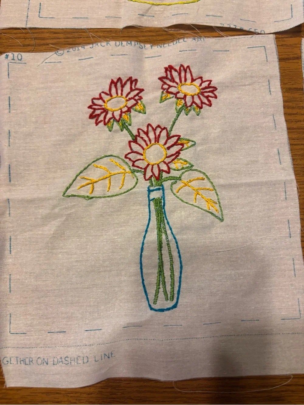 Hand Embroidered Quilt Floral Blocks 12ct